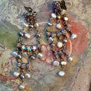 VINTAGE CRYSTAL PEARL EARRINGS